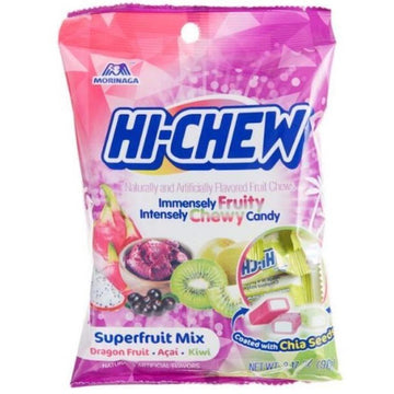 Morinaga Hi Chew Superfruit Mix Bag Chewy Candy Dragon Fruit, Acai, Kiwi Flavors, 3.17 oz
