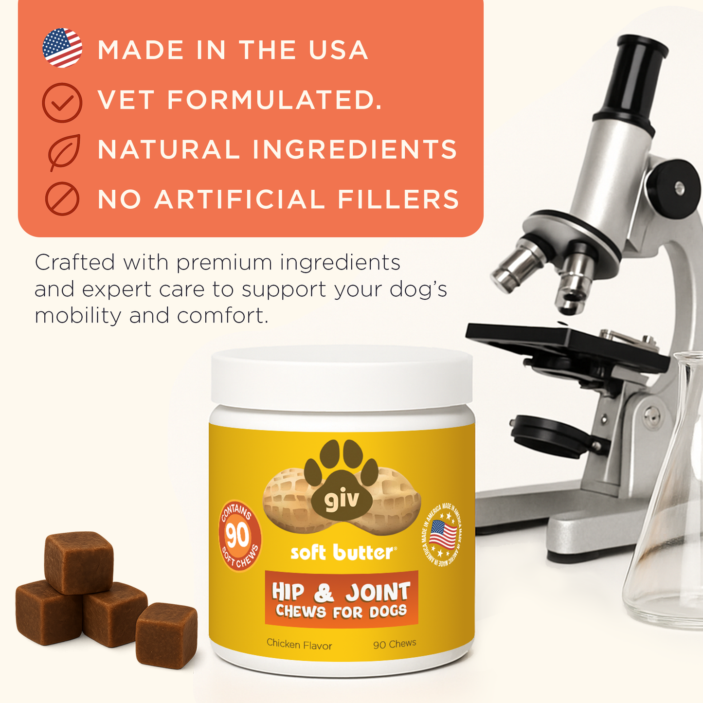 HIP & JOINT CHEWS FOR DOGS 2 JAR BUNDLE (180 CHEWS)