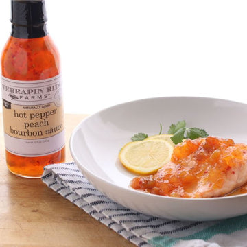 Hot Pepper Peach Bourbon Sauce - Quart