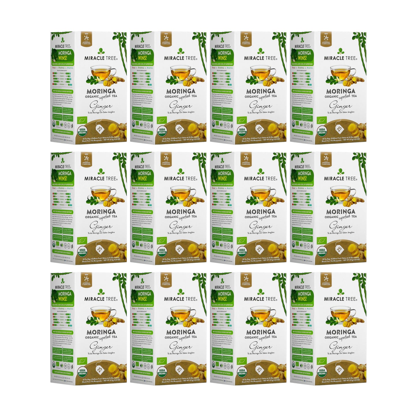 Organic Moringa Tea - Ginger - Caffeine-Free Herbal Tea
