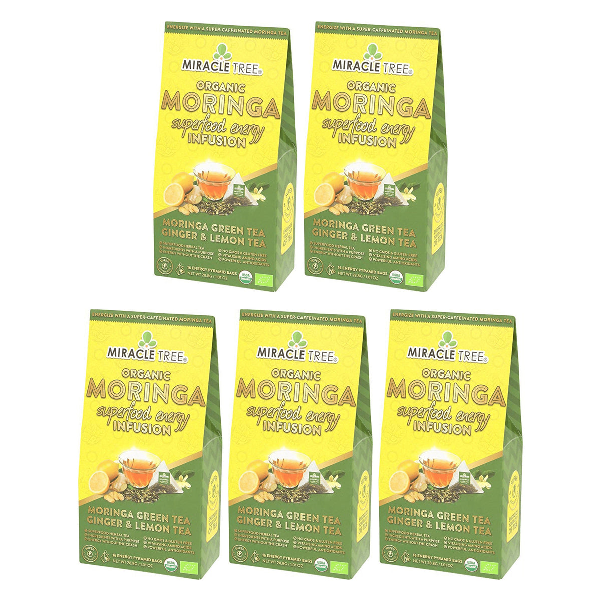 Organic Moringa Energy Tea - Ginger Lemon - Natural Coffee Alternative