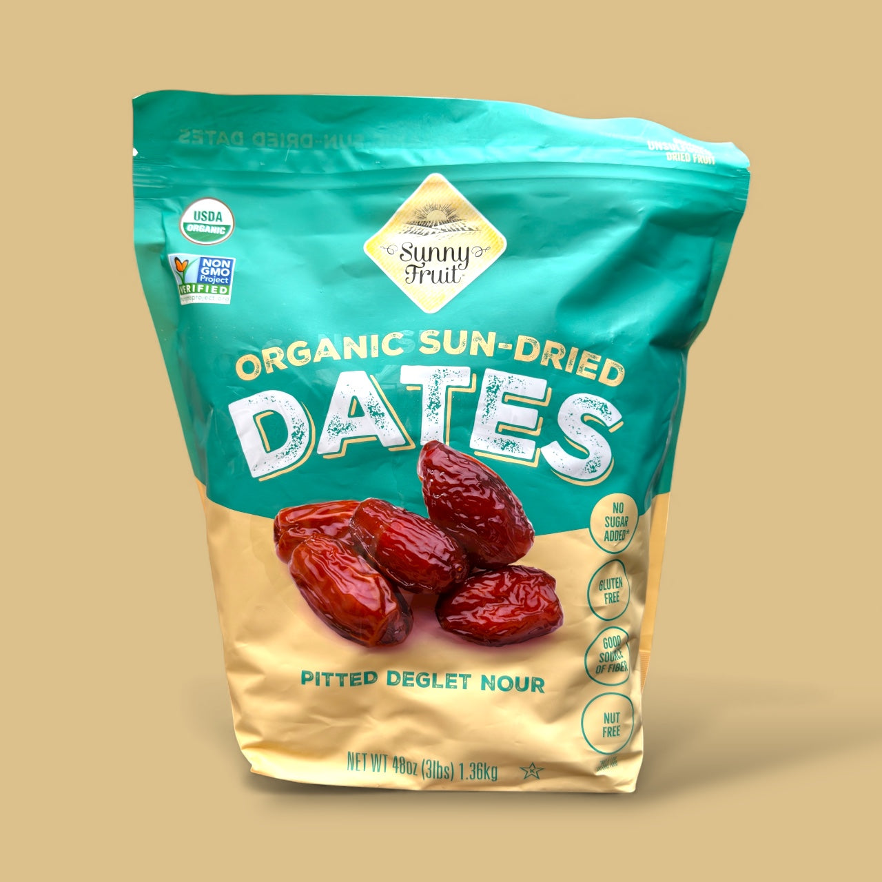 Sunny Fruit Organic Pitted Deglet Nour Dates – 48 Oz