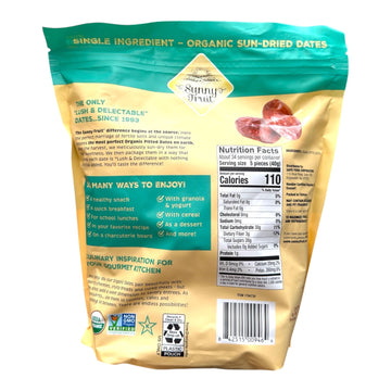 Sunny Fruit Organic Pitted Deglet Nour Dates – 48 Oz