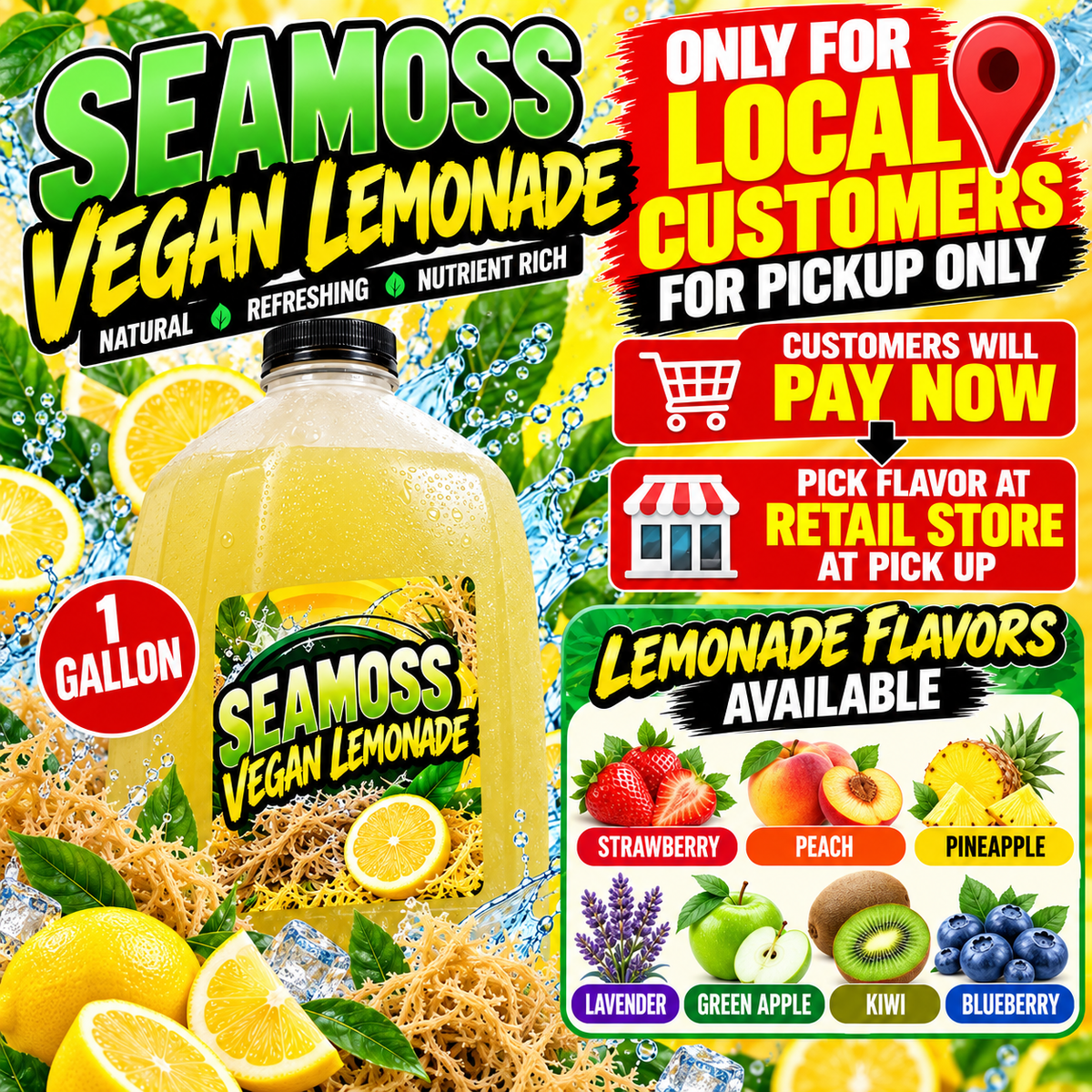 **LOCAL CUSTOMERS ONLY**Gallon Seamoss Lemonade