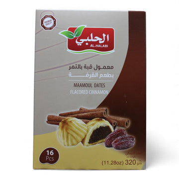 AL-HALABI Maamoul Dates – Cinnamon Flavored Snacks, 16 Pcs, 320g