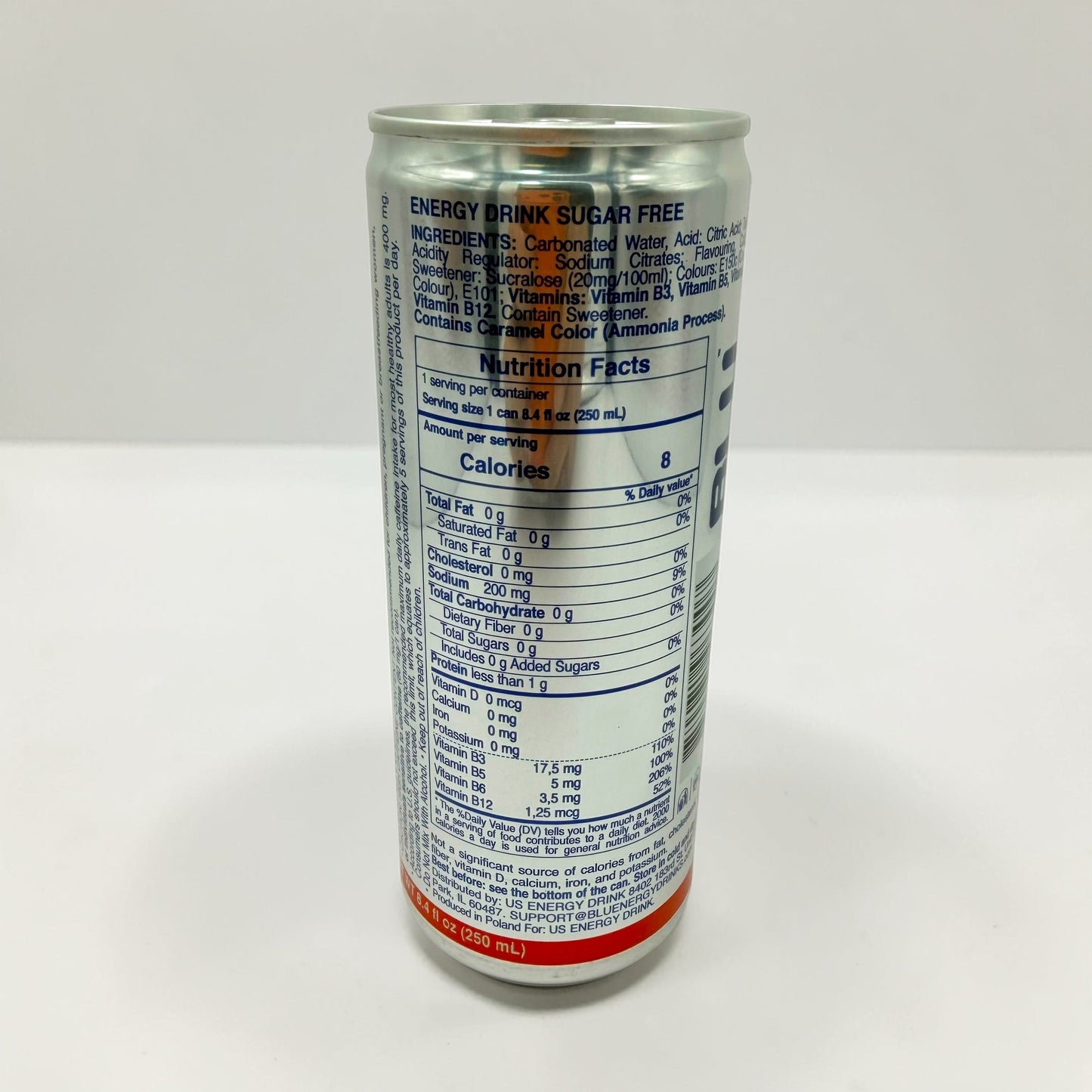 BLU Sugar Free Energy Drink 250ml Can