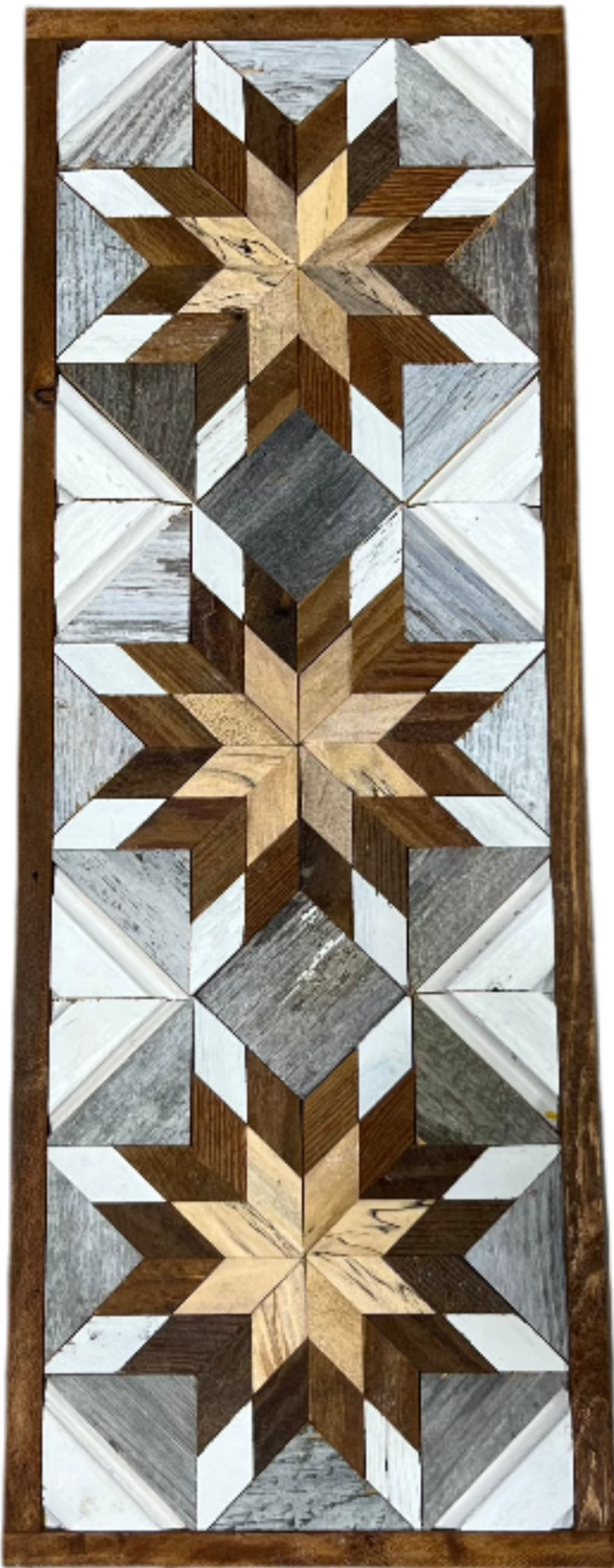 Handmade Amish Barn Quilt Banner Wall Art – 10.5in x 30in Reclaimed Wood Mosaic