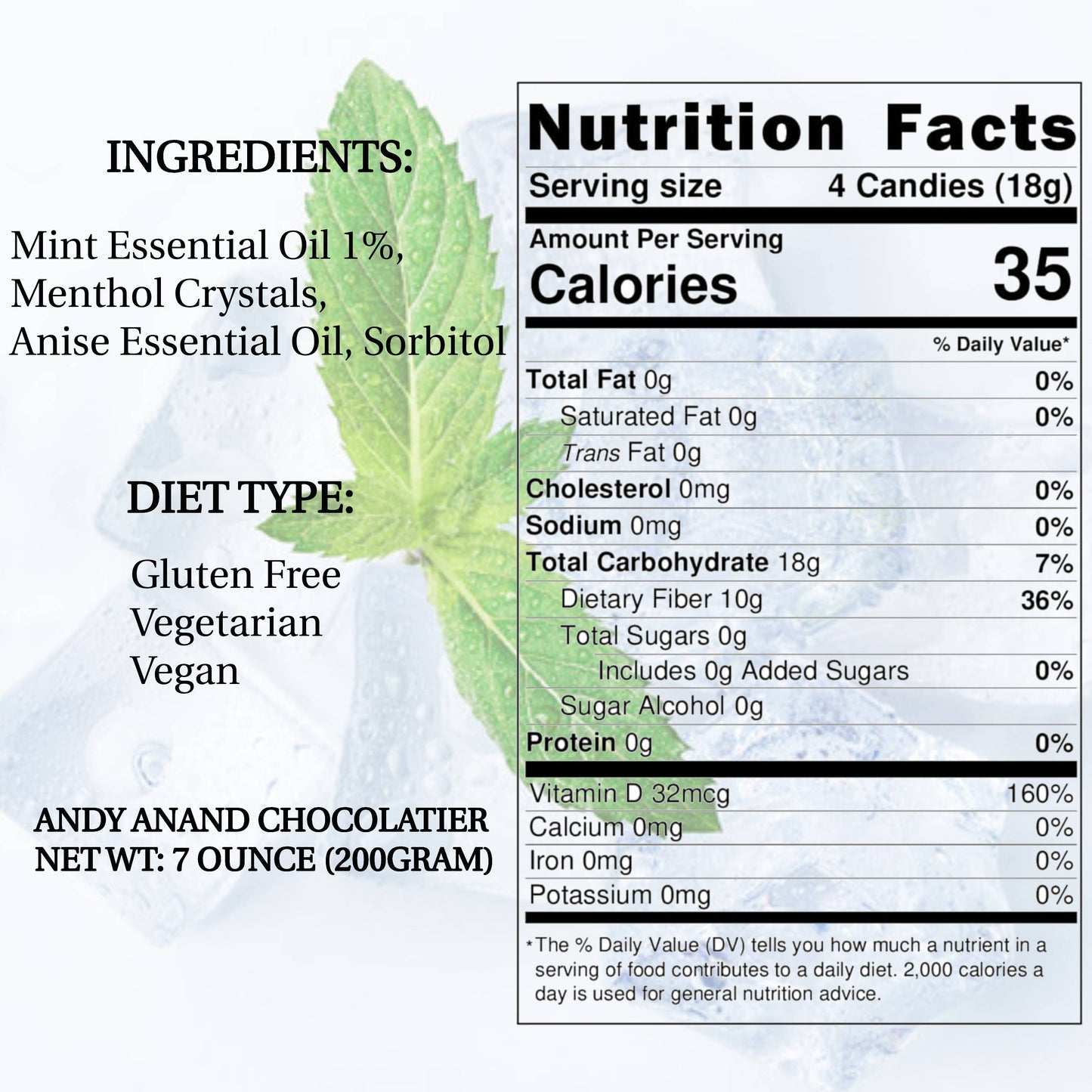 Andy Anand Sugar Free Mint Candy Fizz Italian Balsamic Mint Candy, 300 Pcs | Keto Vegan Gluten Free | Imported Candy 7 Oz