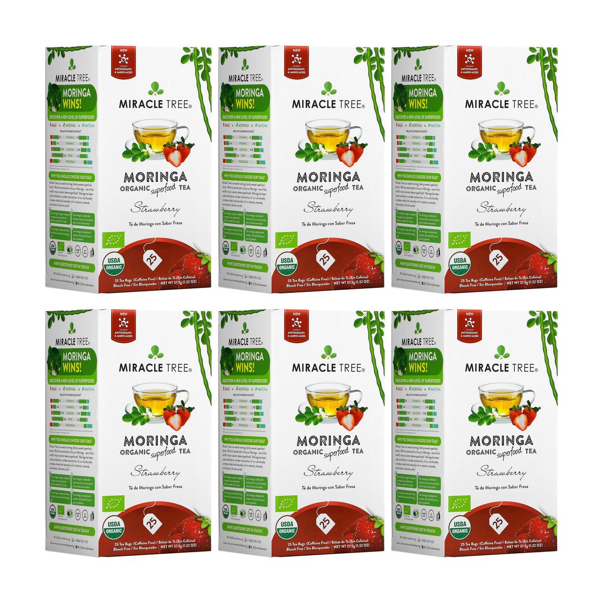 Organic Moringa Tea - Strawberry - Caffeine-Free Herbal Tea