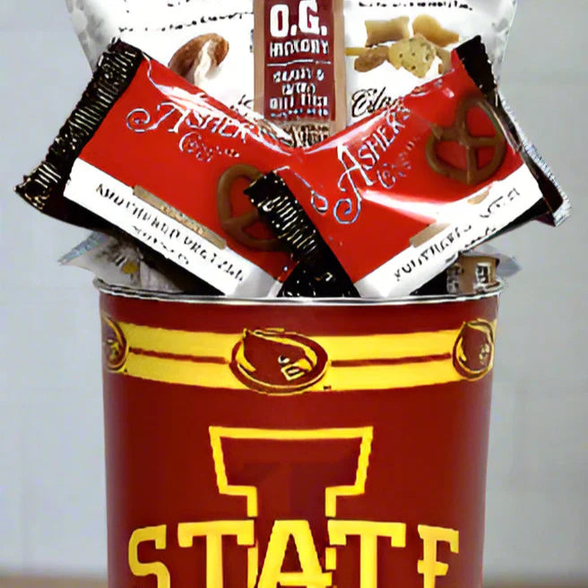 Iowa State Cyclones Gift Tin Basket - Savory or Sweet - Made in USA