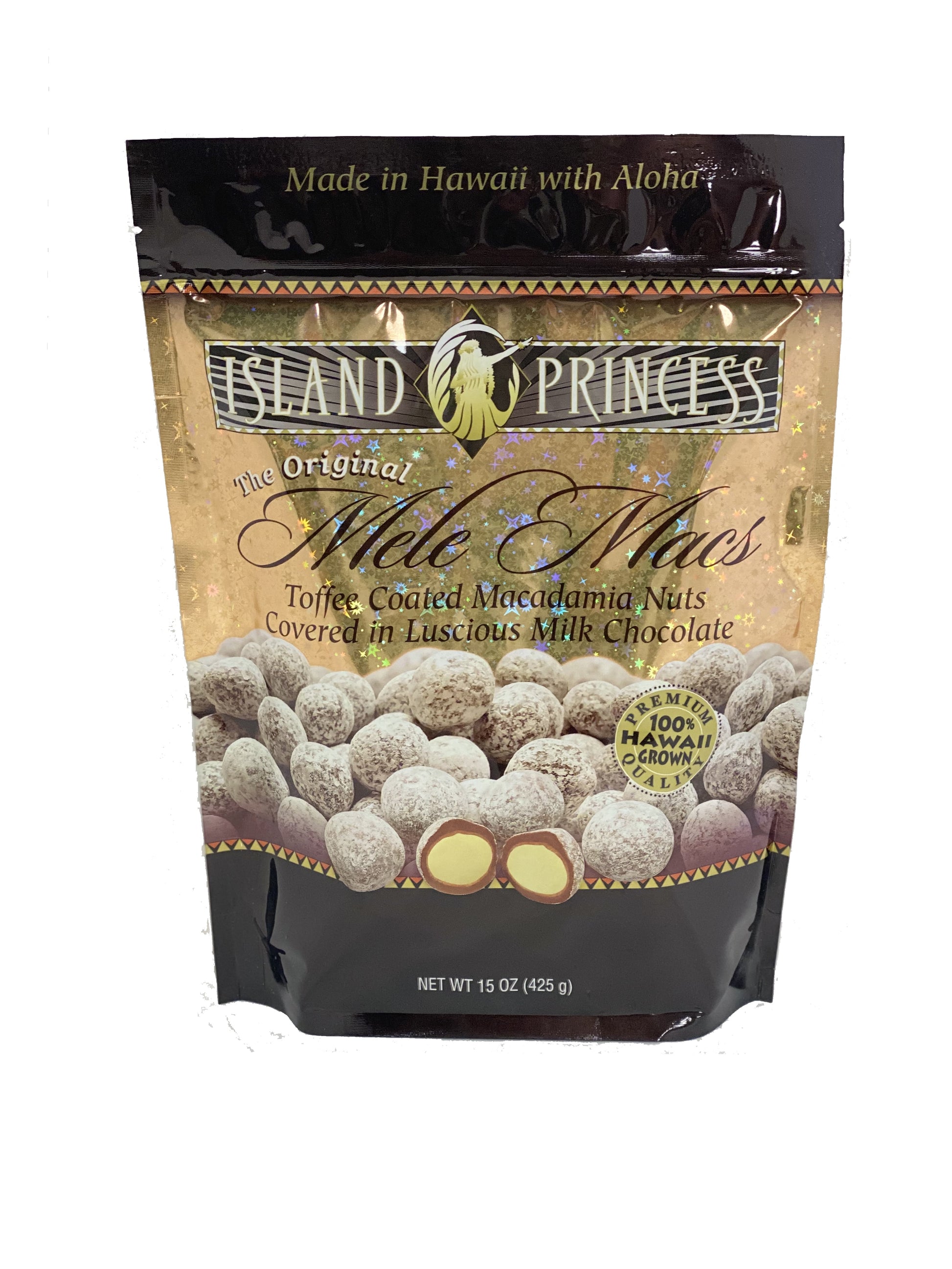 Island Princess Mele Macs-Milk Chocolate Toffee Macadamia Nuts, 15 Oz.  46 Pieces