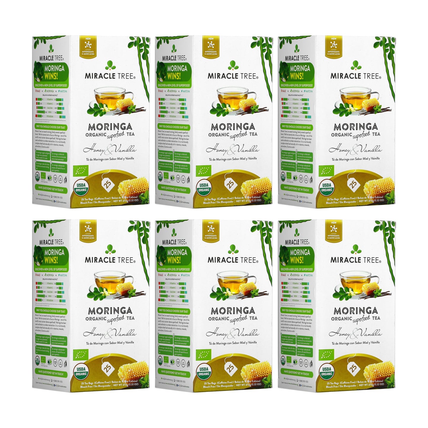 Organic Moringa Tea - Honey & Vanilla - Caffeine-Free Herbal Tea