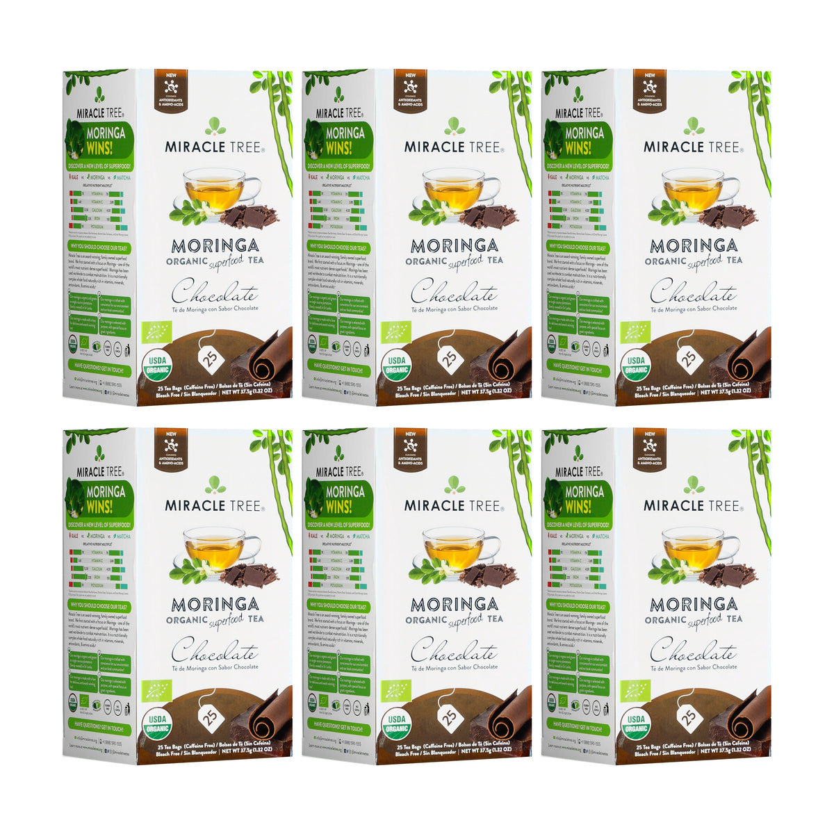 Organic Moringa Tea - Chocolate - Caffeine-Free Herbal Tea