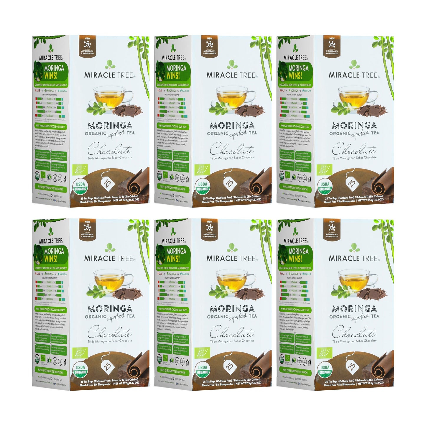 Organic Moringa Tea - Chocolate - Caffeine-Free Herbal Tea