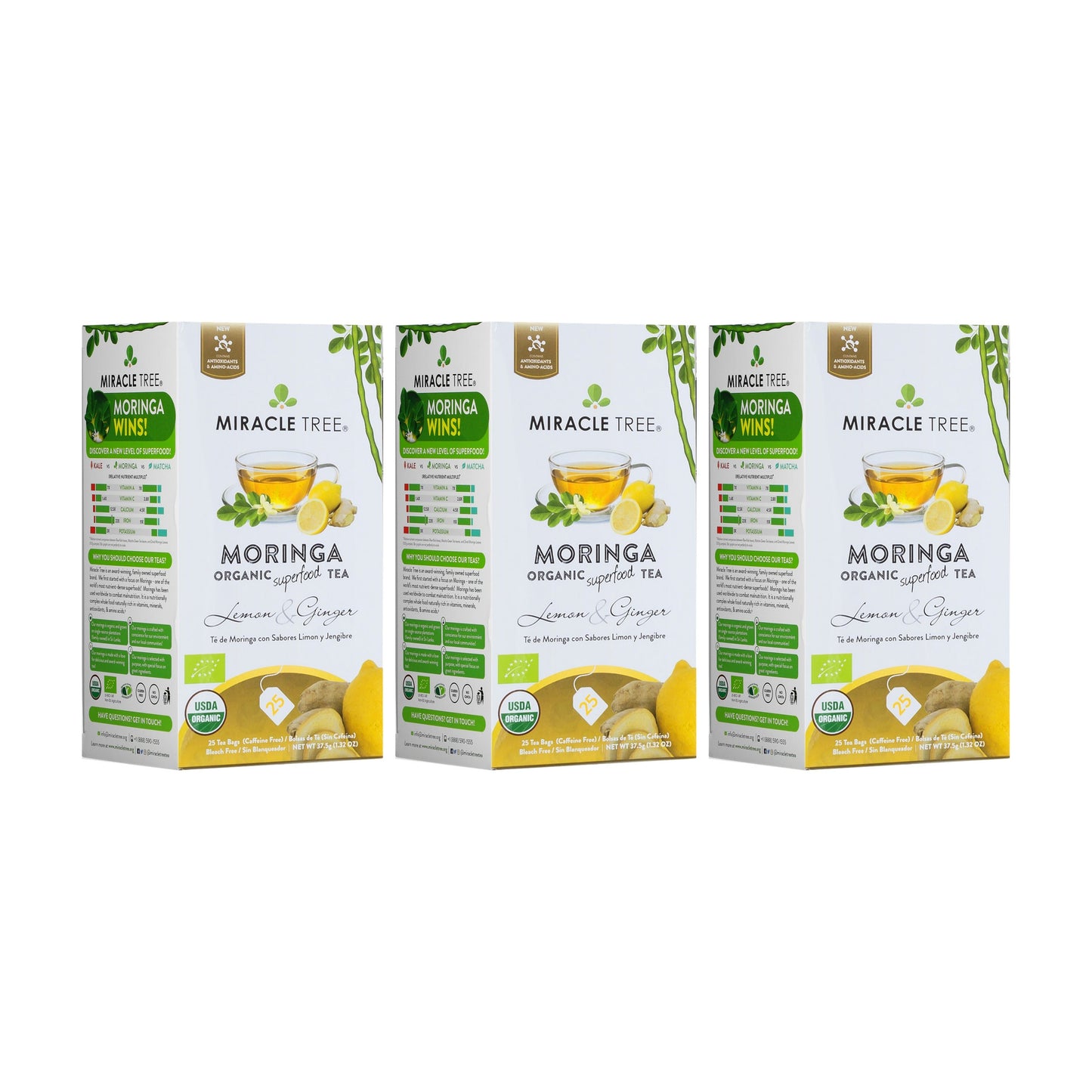 Organic Moringa Tea - Lemon & Ginger - Caffeine-Free Herbal Tea