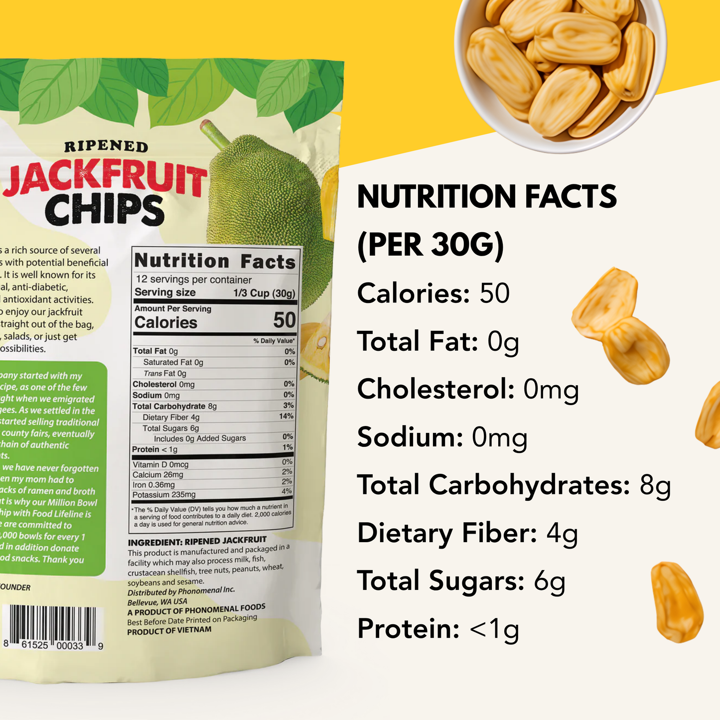 Pho'nomenal Ripened Jackfruit Chips (Standard Size - 5.3oz Bag)