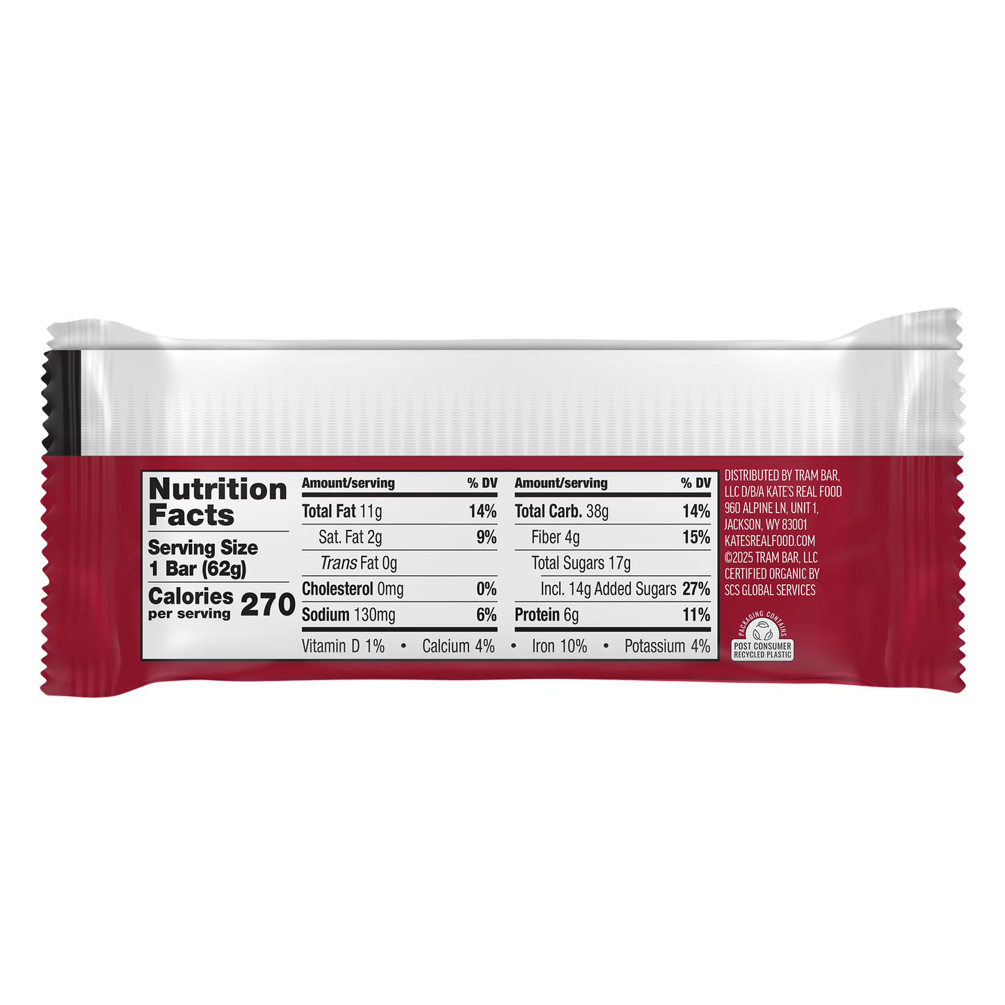 Kate's Real Food Dark Chocolate and Cherry Energy Bars, 12-Pack, 2.2 Oz Each