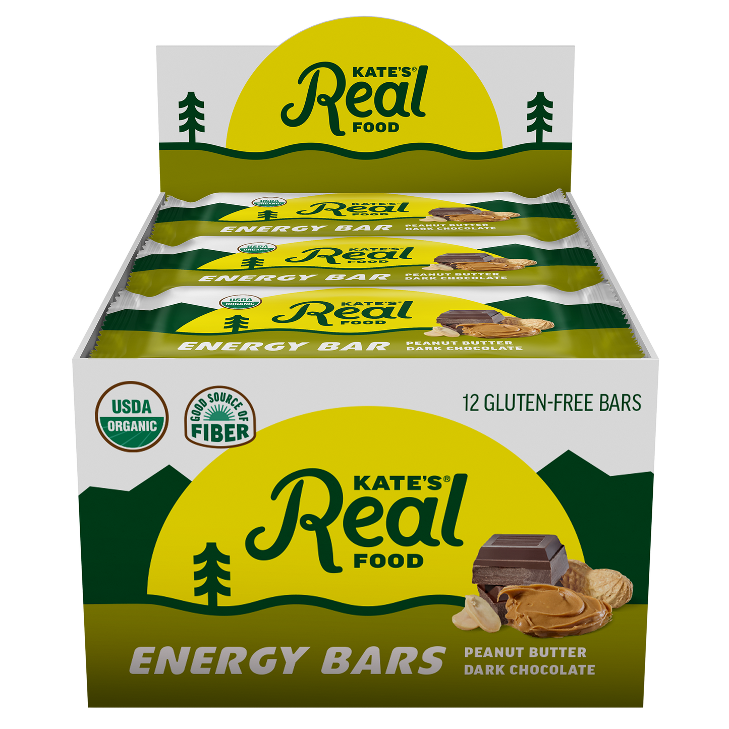 Kate's Real Food Peanut Butter Dark Chocolate Bars - 12pk