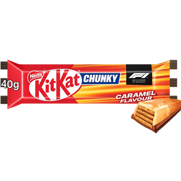 KitKat Chunky Formula 1 Caramel Chocolate Wafer Bar 40g – Imported Limited F1 Edition KitKat (UK)