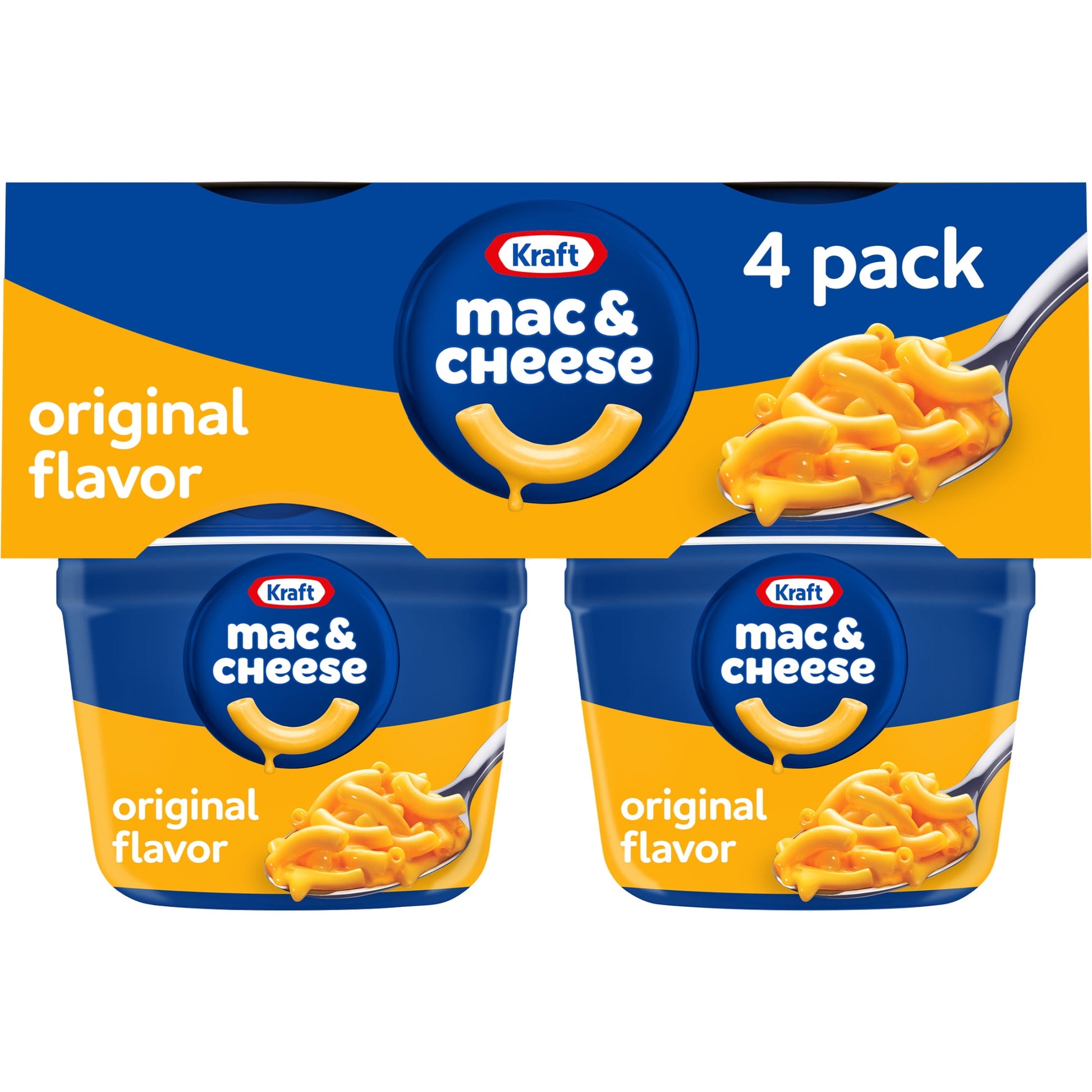 Kraft Original Mac N Cheese Macaroni And Cheese Cups Easy Microwavable Dinner, 4 Ct Pack, 2.05 Oz Cups