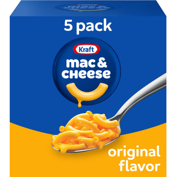 Kraft Original Mac N Cheese Macaroni And Cheese Dinner, 5 Ct Pack, 7.25 Oz Boxes