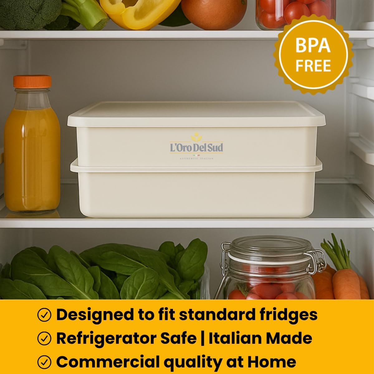 L'Oro Del Sud Dough Proofing Box – 2 Pack with Lid, White | Professional Pizza Dough Fermentation Tray Made in Italy