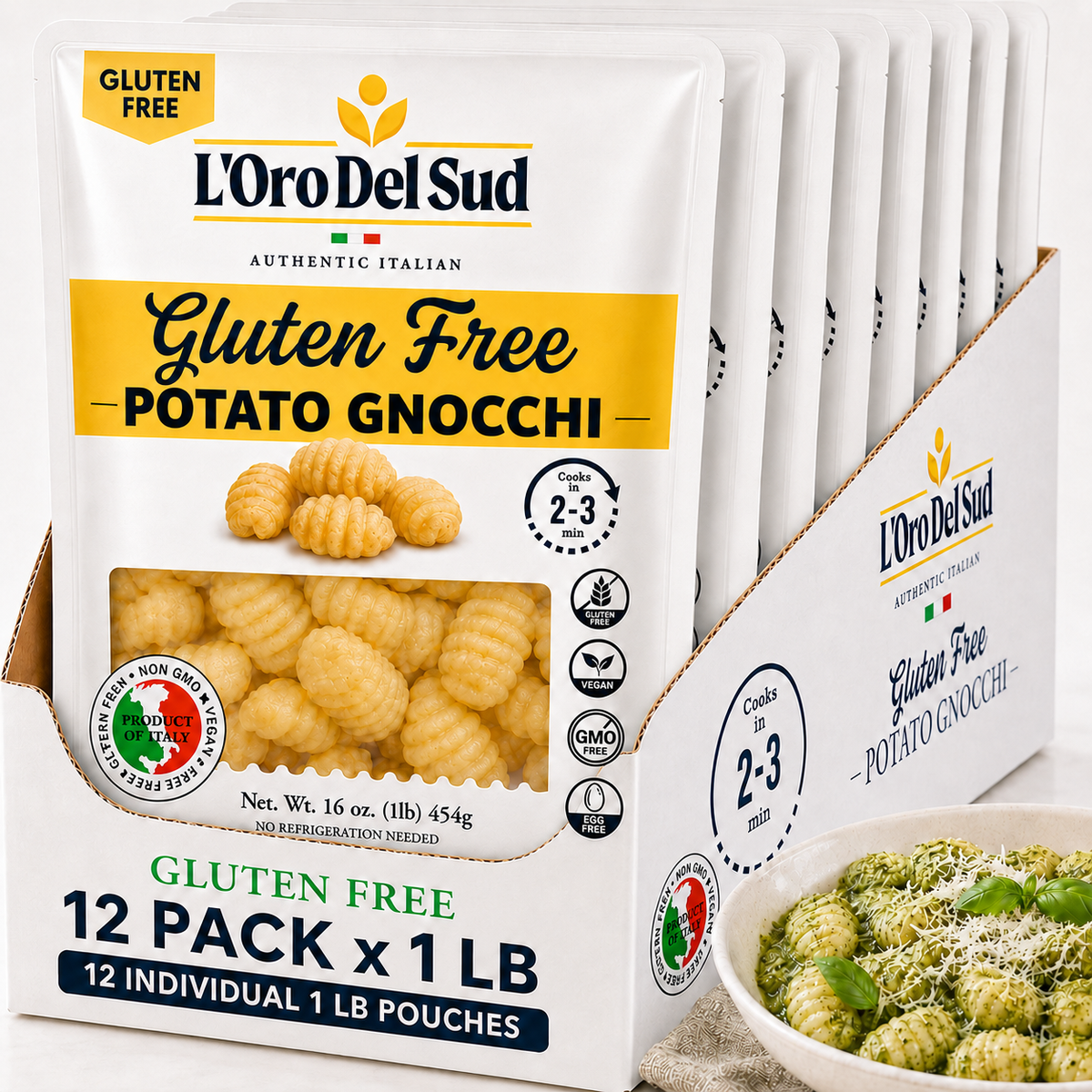 L'Oro Del Sud, Gluten-Free Potato Gnocchi, 12 Pack x 1 lb