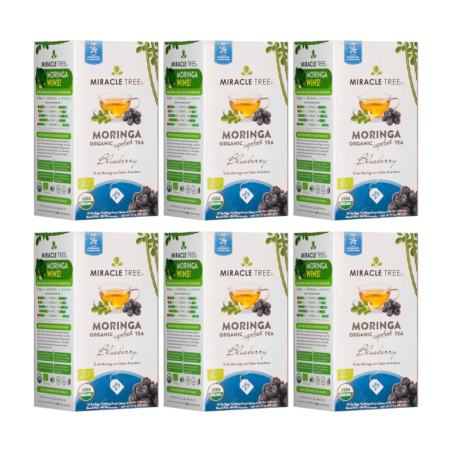 Organic Moringa Tea - Blueberry - Caffeine-Free Herbal Tea
