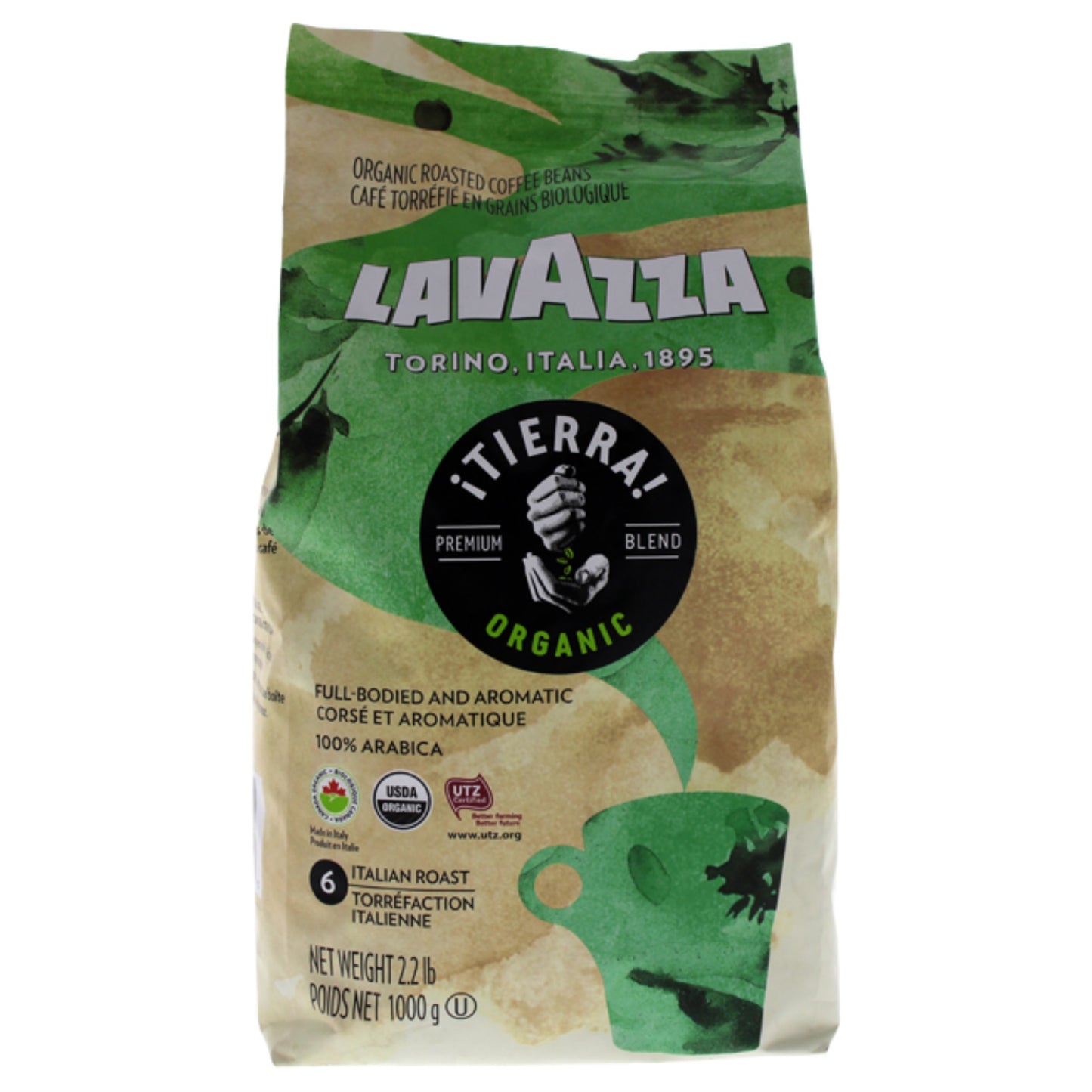 Lavazza Organic Light Roast Arabica Coffee Blend, 2.2 lb, USDA/Canada Organic Certified, Pack of 1