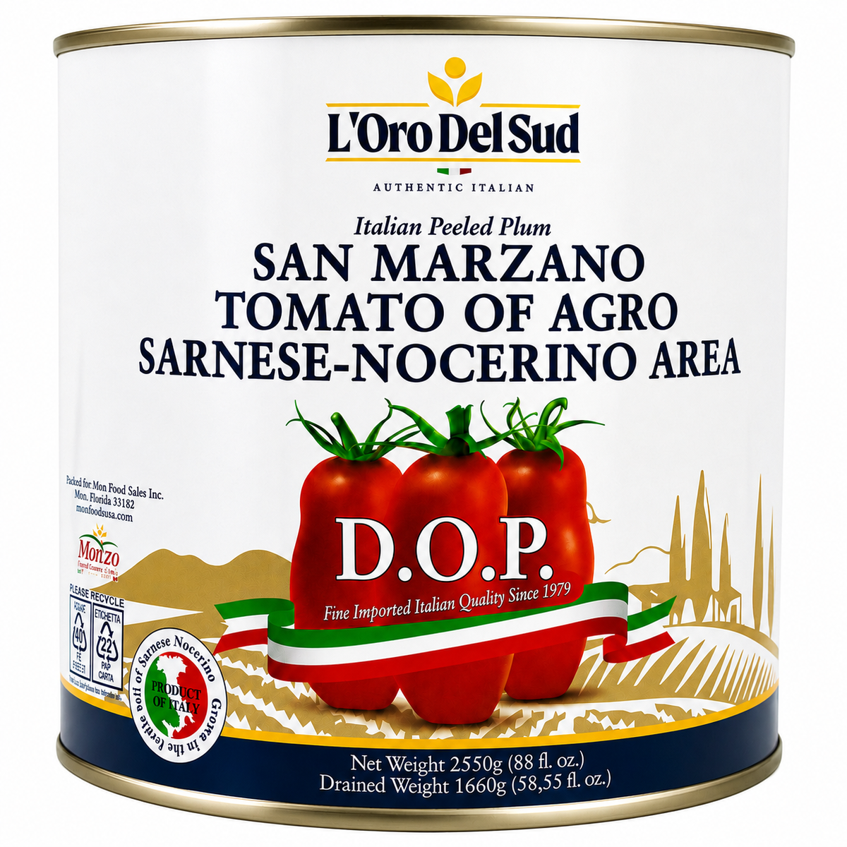 L'Oro Del Sud, D.O.P San Marzano Tomatoes of Agro Sarnese-Nocerino Area, (88 fl. oz) 2550g