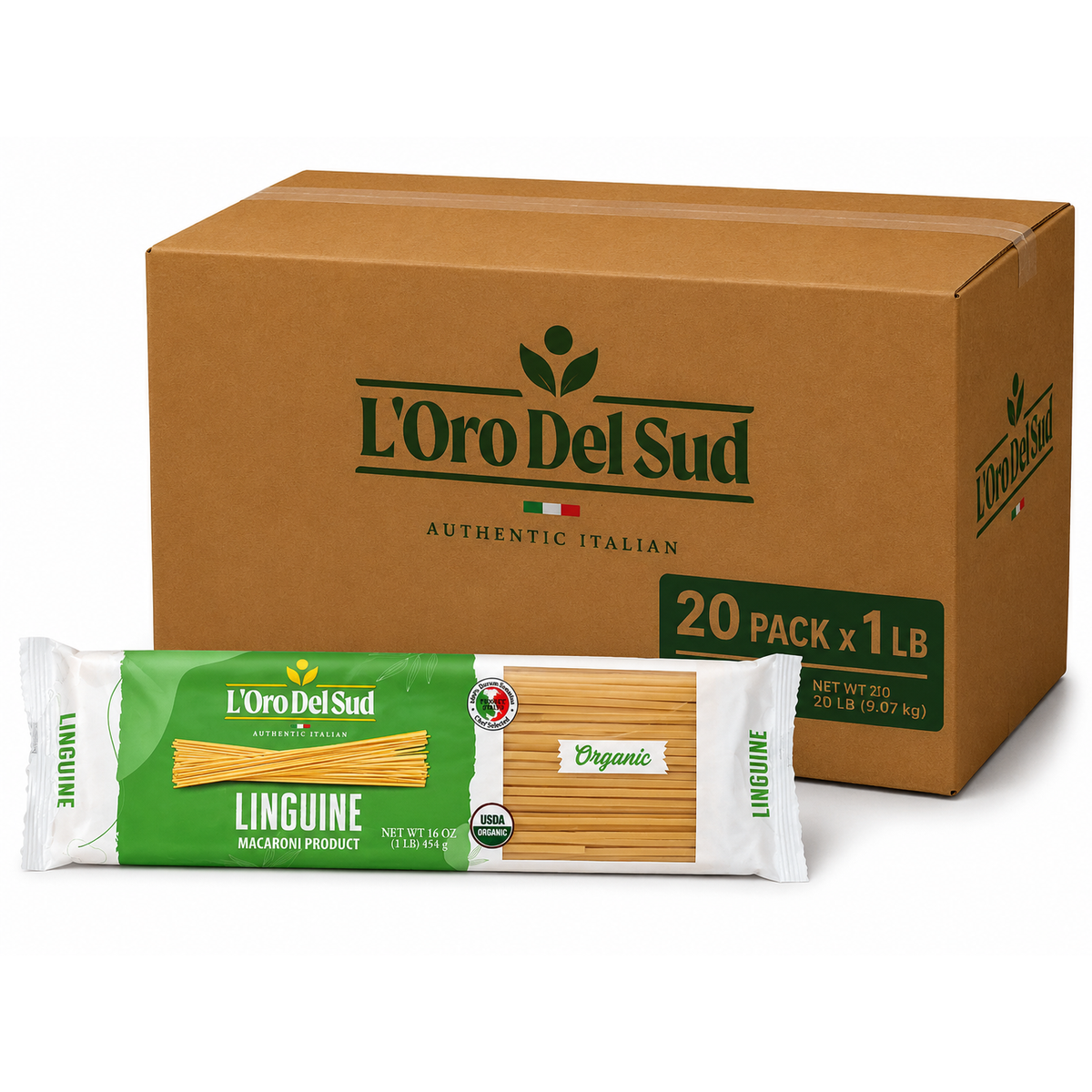 L'Oro Del Sud, Organic Linguine Pasta 20 Pack x 1 lb