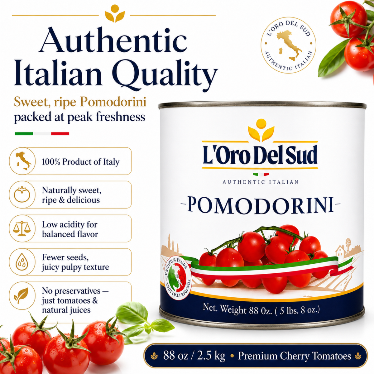 L'Oro Del Sud, Cherry Tomatoes,  88 oz