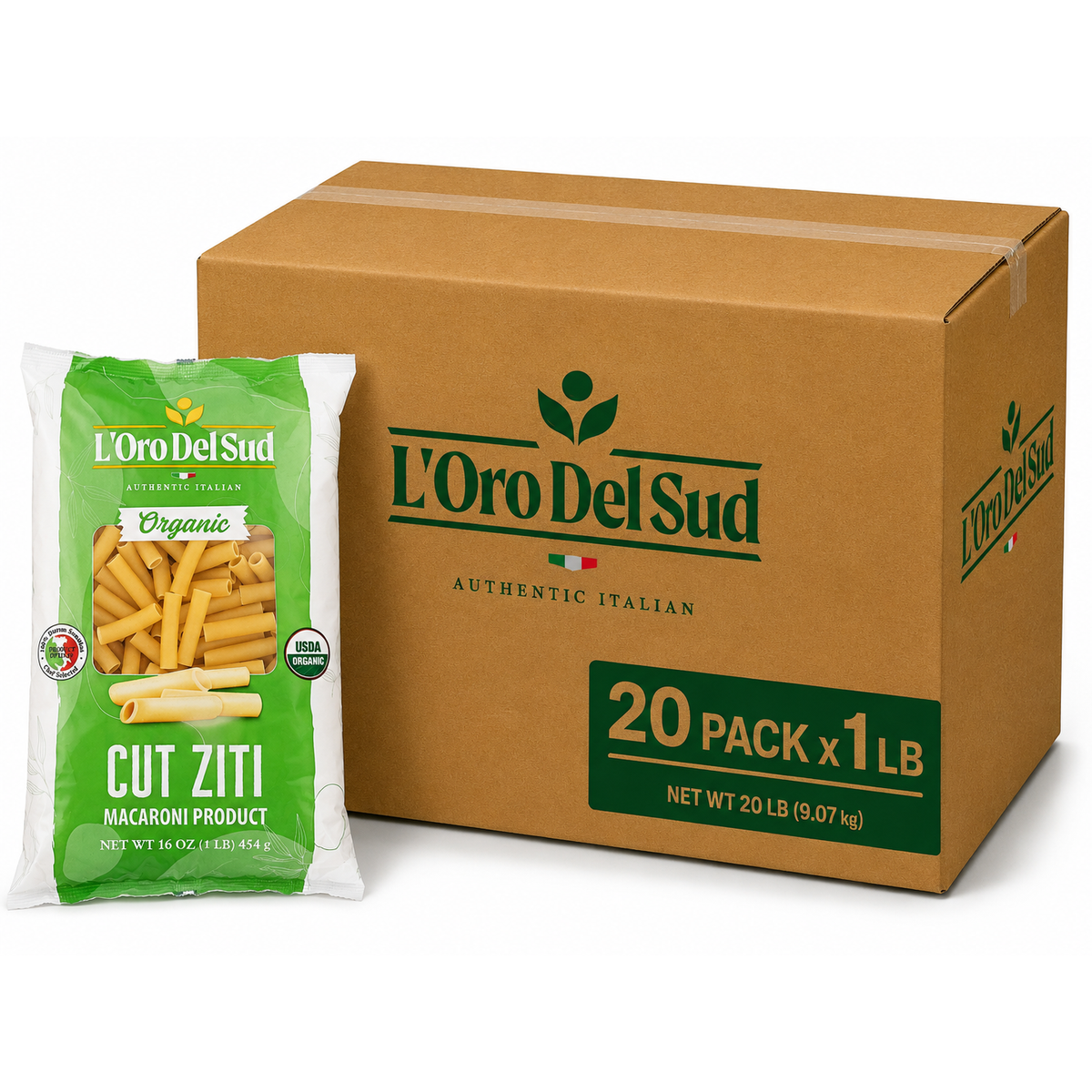 L'Oro Del Sud, Organic Cut Ziti Pasta 20 Pack x 1 lb