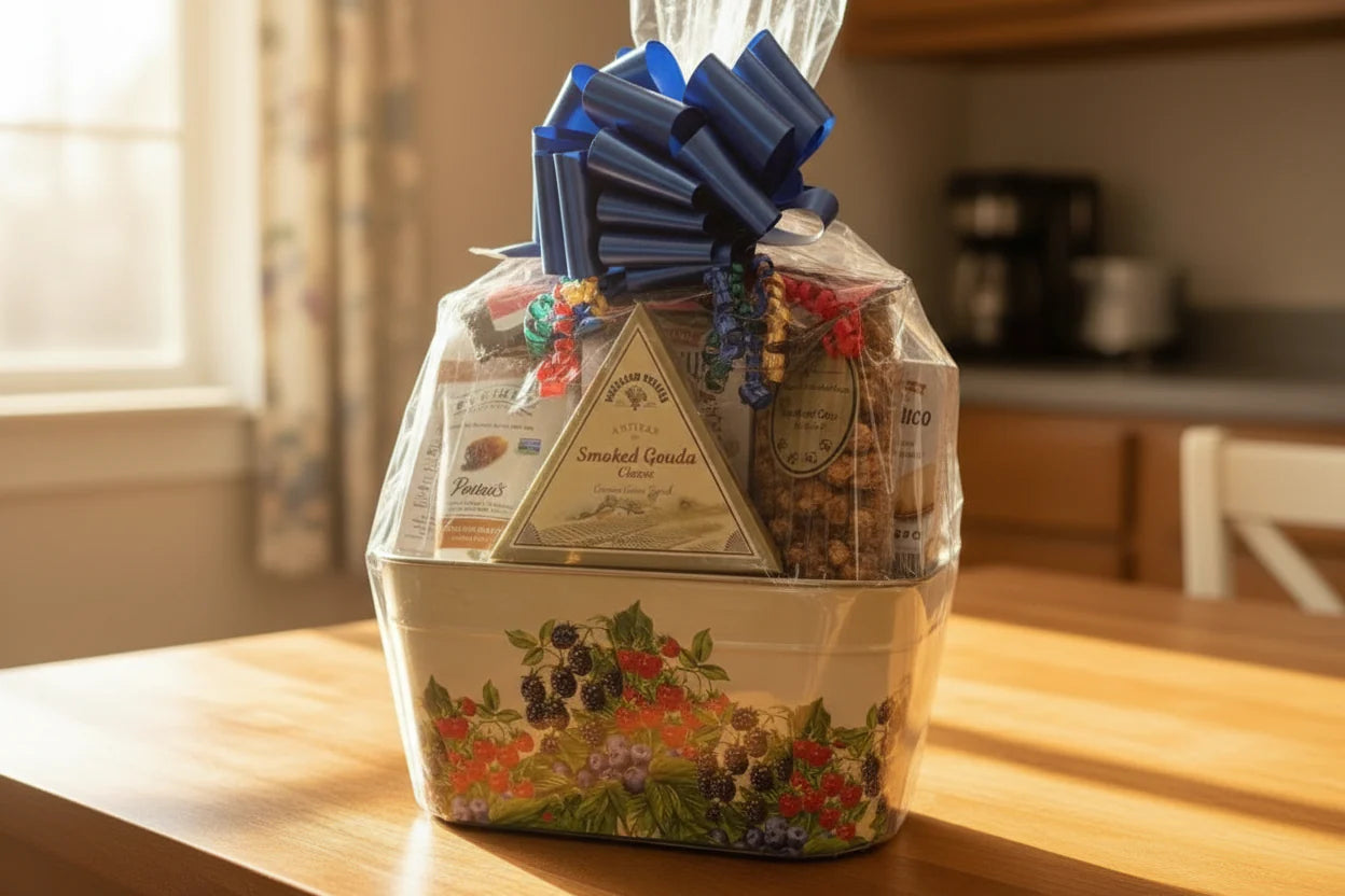 Large Berry Gift Tin Basket - Gourmet Food Gift for Sympathy & Corporate Occasions