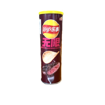Lay’s Black Pepper Steak Flavor Potato Chips – Chinese Lay’s Steak Chips Tube Can (China)