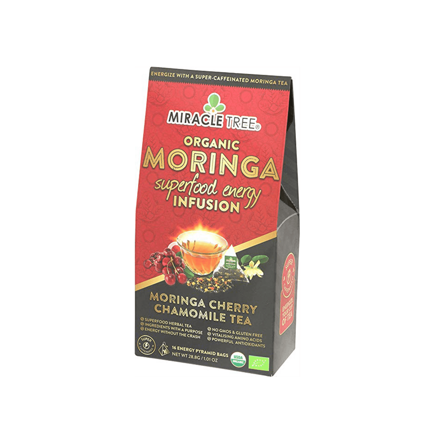 Organic Moringa Energy Tea - Cherry Chamomile - Natural Coffee Alternative
