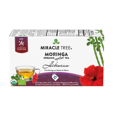 Organic Moringa Tea - Hibiscus - Caffeine-Free Herbal Tea