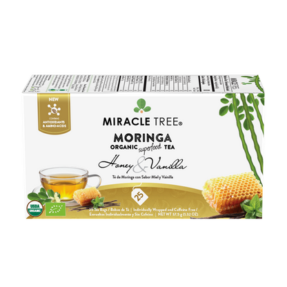 Organic Moringa Tea - Honey & Vanilla - Caffeine-Free Herbal Tea