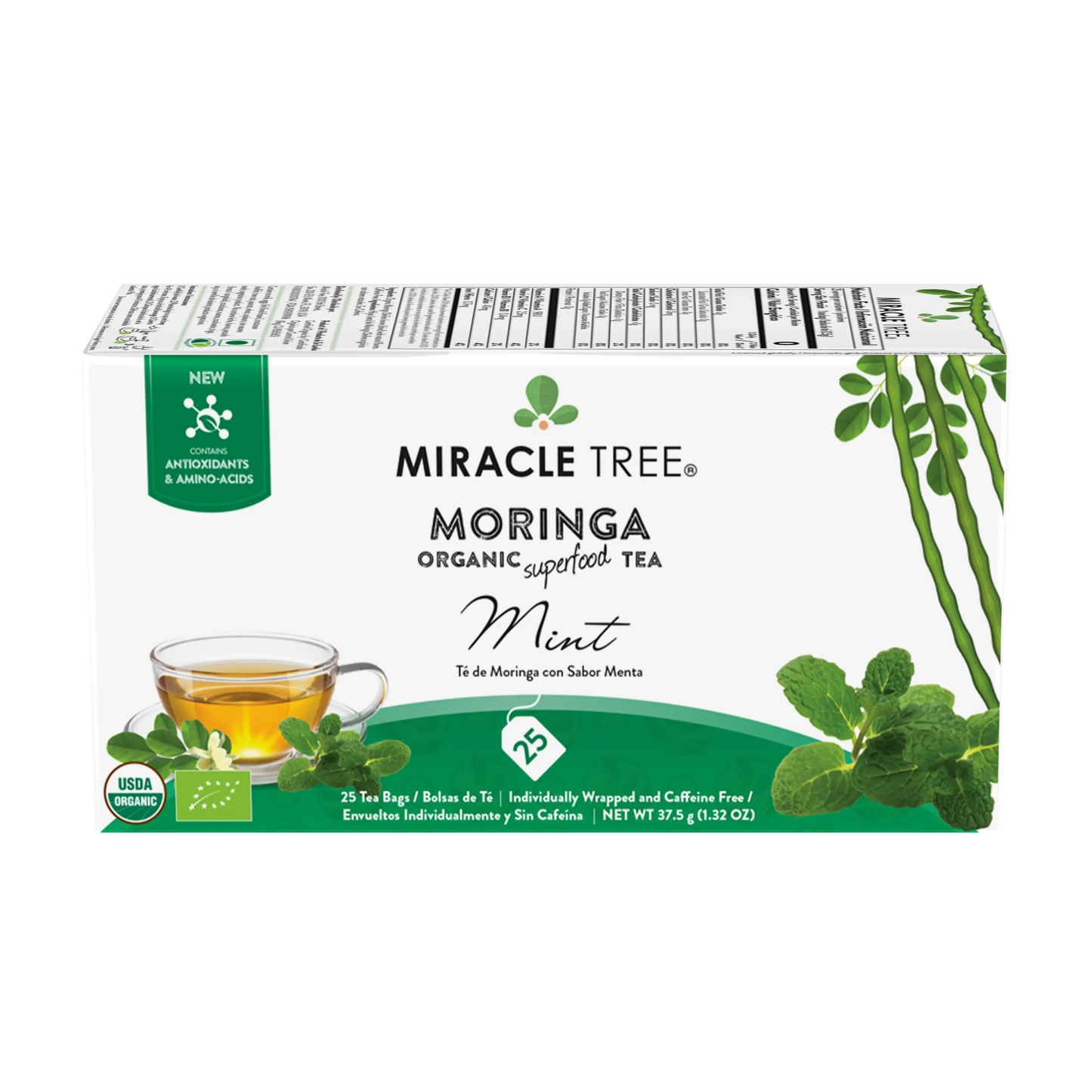 Organic Moringa Tea - Mint - Natural Energy Support-Free Herbal Tea