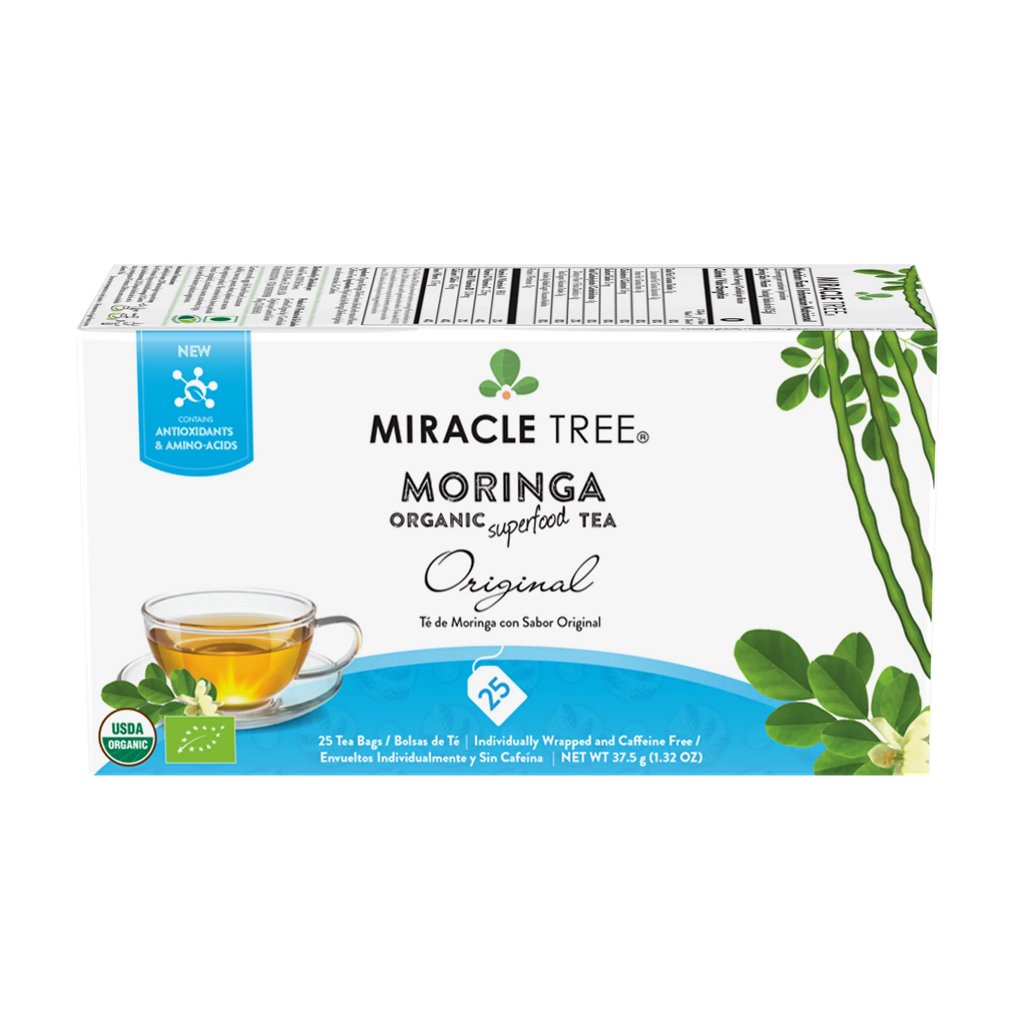 Organic Moringa Tea - Original - Natural Energy Support-Free Herbal Tea