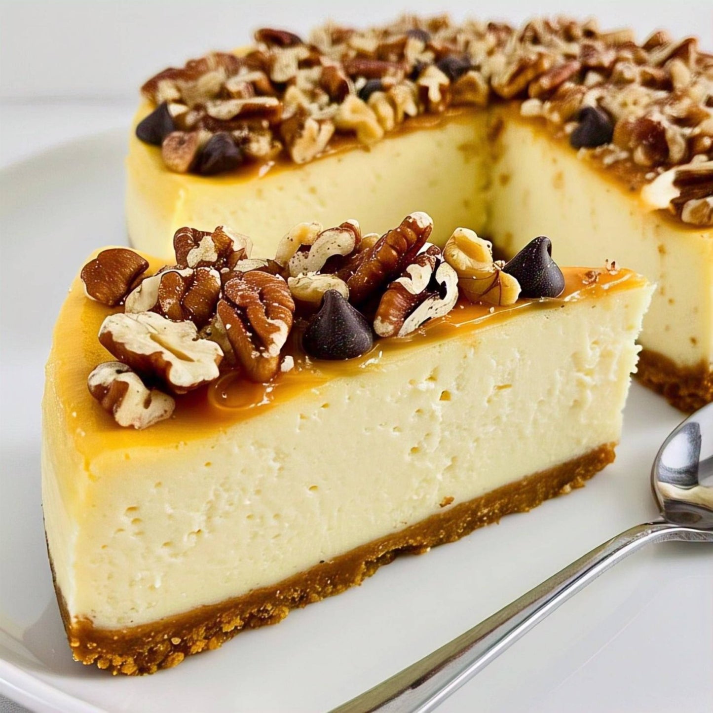 Andy Anand Freshly Baked Turtle Cheesecake 9" with Chocolate Chip & Nuts Irresistible Desserts, Birthday Cheesecake in Ny Style - 2 lbs