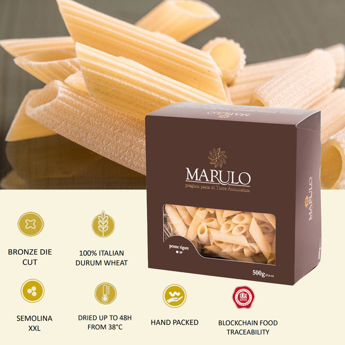Marulo, Organic Penne Rigate Pasta 500g