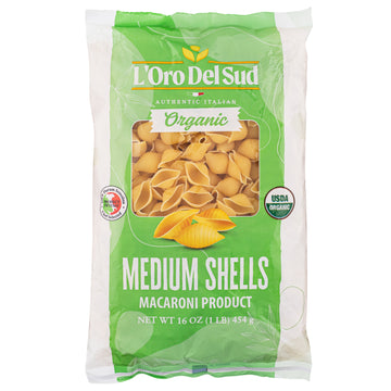 L'Oro Del Sud, Organic Medium Shells Pasta, 20 Pack x 1 lb