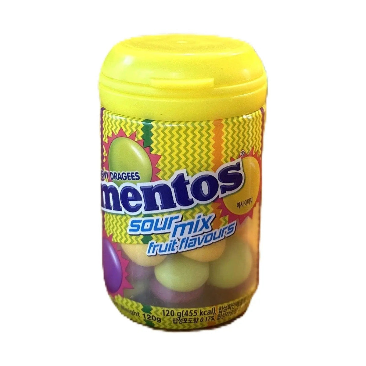 Mentos Sour Mix Fruit Flavours – Tangy Chewy Candy Bottle 120g (Korea)