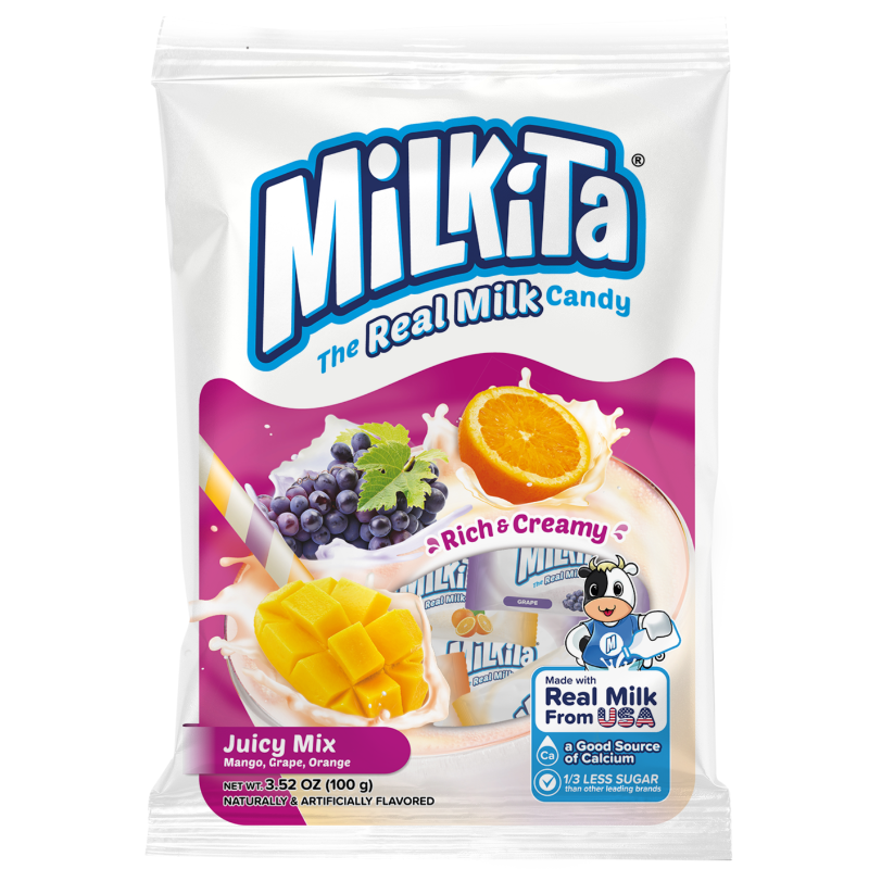 Milkita Juicy Mix Mango, Grape, Orange Milk Chewy Candy
