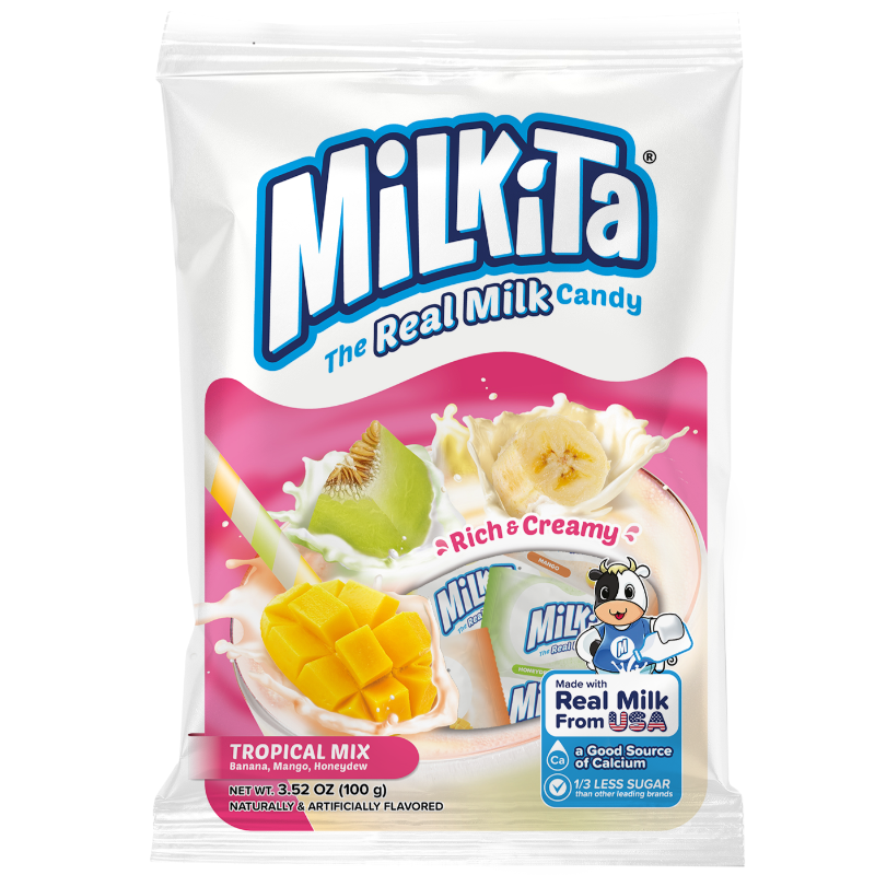 Milkita Tropical Mix Honeydew Melon Banana Mango Milky Creamy Chewy Candy