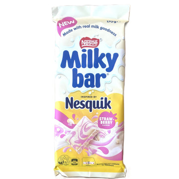 Milkybar Strawberry Nesquik 170g –  Extra Large White Chocolate and Strawberry Bar (Australia)