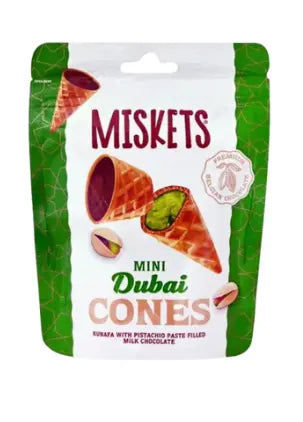 Miskets Mini Dubai Chocolate Cones – Pistachio Kunafa Filled Milk Chocolate (Dubai)