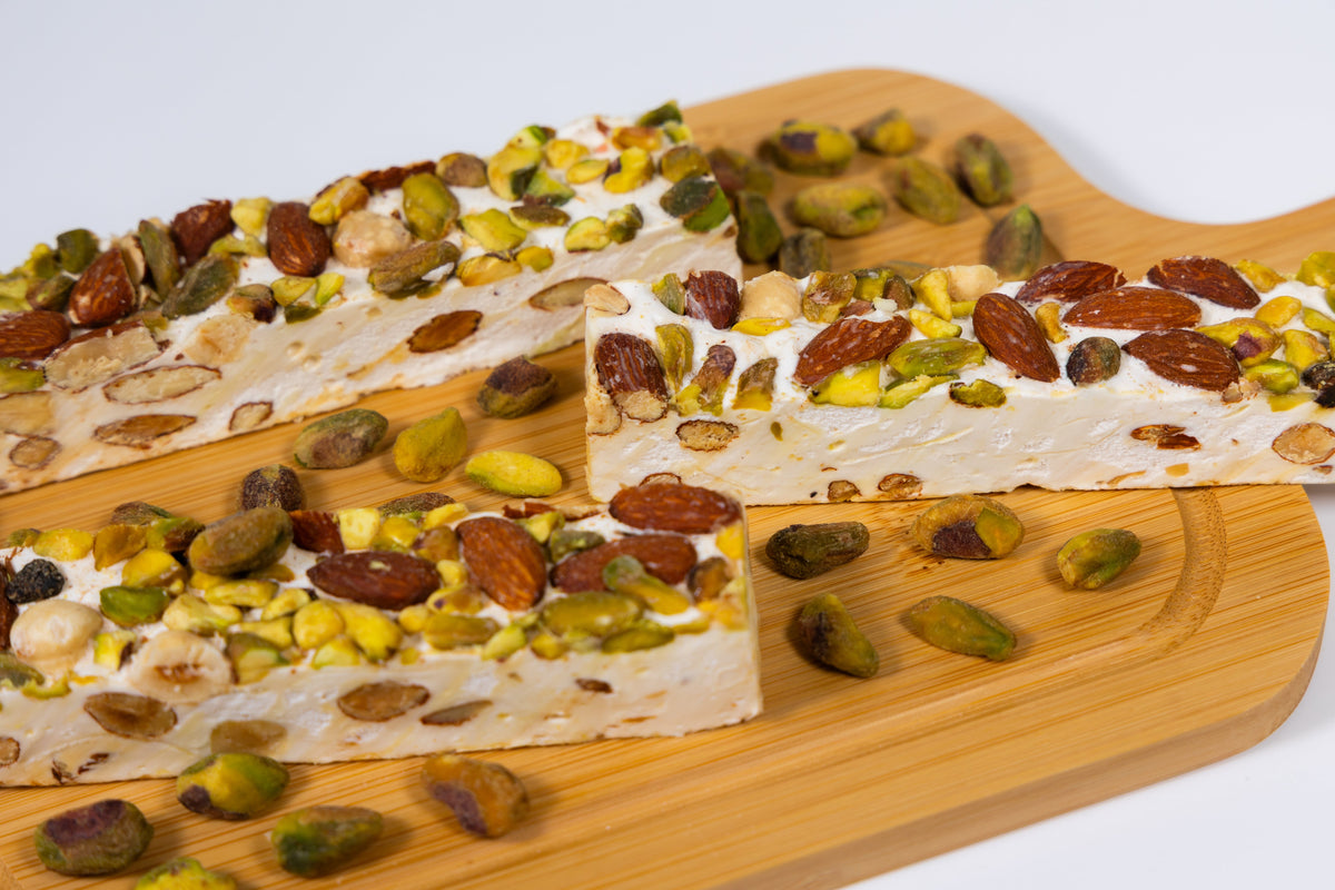 Andy Anand Gluten-Free Mixed Nut Soft Nougat Brittle, 7 oz – Wildflower Honey & Almonds, Made in Europe, No Preservatives, Birthday Gift Box