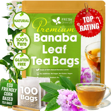Natural Banaba Dried Leaves, Tea Bags, Powder, Whole Banaba Leaves, 100% Pure Dried Banaba Leaves, Banaba Leaf Tea, No Additives, No Caffeine, Vegan